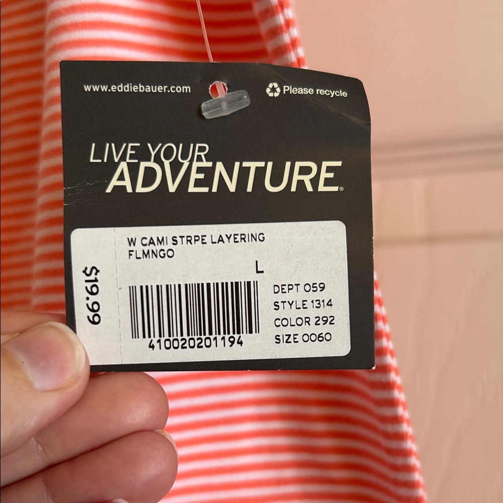 NWT: Eddie Bauer Sport Black/White and Pink/White Striped Tank Tops - Picture 9 of 10